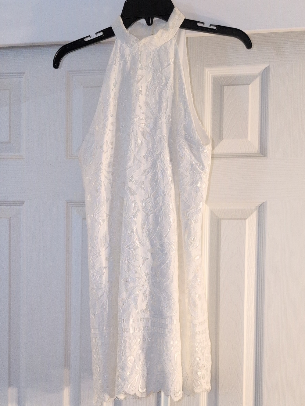 Charlotte Russe White Strapless Lace Halter Dress